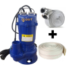 Pachet  Pompa apa murdara submersibila cu tocator si plutitor, DDT, WQCD, 2200 W, 8 m³/h + Furtunul de pompier 2'' 20 m, 8 bari, cu cuple + Furtun de pompier 2'' 20 m