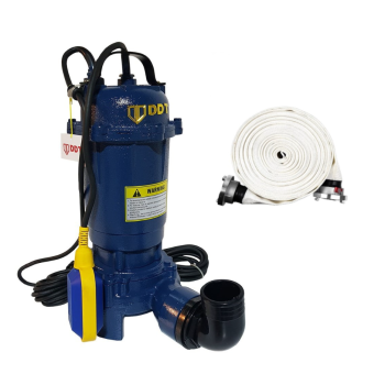 Pachet  Pompa submersibila cu tocator si plutitor, DDT, WQD10, 2600W + Furtunul de pompier 2'' 20 m, 8 bari, cu cuple