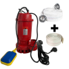 Pachet  Pompa apa murdara din fonta DDT rosie WQD10 cu plutitor, 1100 W, 15 m³/h + Furtunul de pompier 2'' 20 m, 8 bari, cu cuple + Furtunul de pompier 2'' 20 m, 8 bari