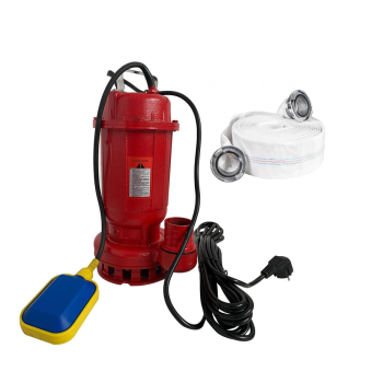 Pachet  Pompa apa murdara din fonta DDT rosie WQD10 cu plutitor, 1100 W, 15 m³/h + Furtunul de pompier 2'' 20 m, 8 bari, cu cuple + Furtunul de pompier 2'' 20 m, 8 bari