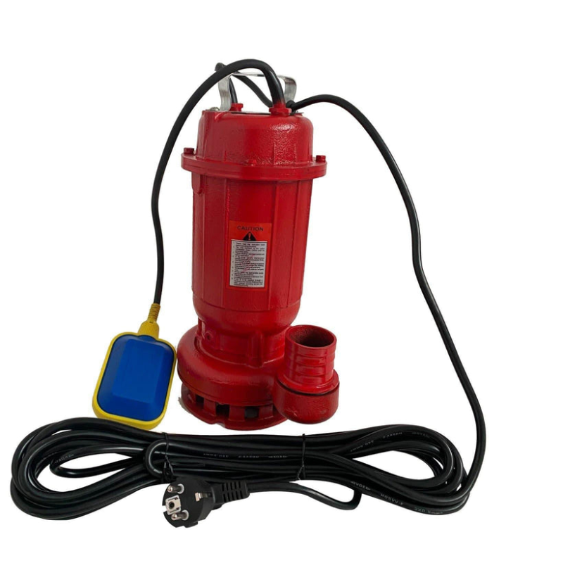 Pachet  Pompa apa murdara din fonta DDT rosie WQD10 cu plutitor, 1100 W, 15 m³/h + Furtunul de pompier 2'' 20 m, 8 bari, cu cuple