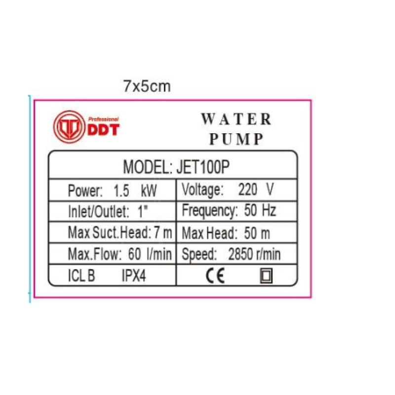 Pachet Pompa de suprafata JET100P, 1.5kW, apa curata, 60L/min, 50m, 1" cu buton pornire-oprire si bobinaj masiv cupru + Presostat electronic automat DDT LS1, 1.1kW, 10 bar