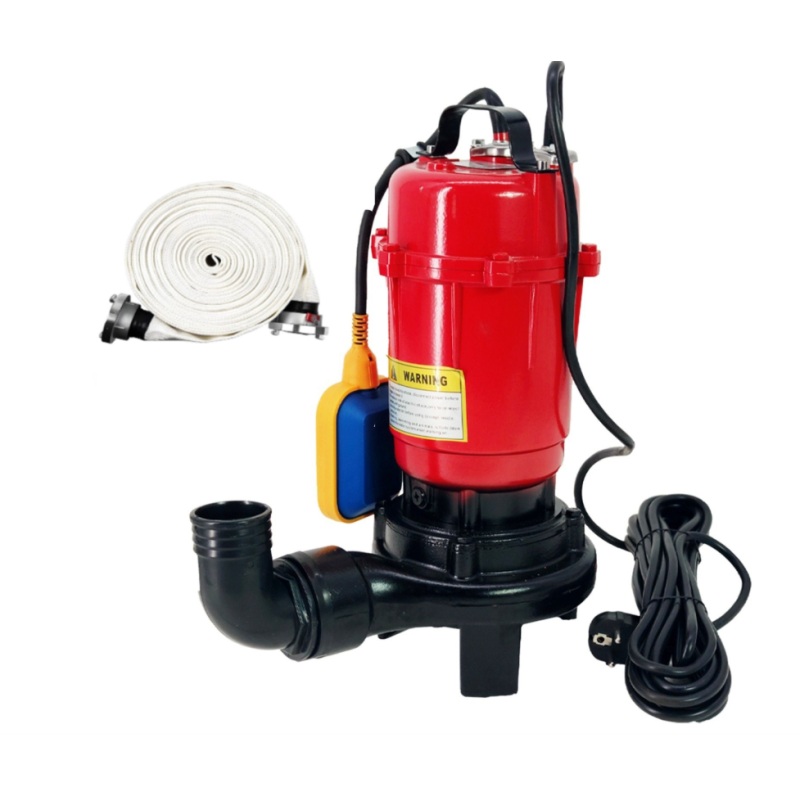 Pachet Pompa apa murdara (WC, fosa, hazna), cu Cutit Tocator si Plutitor, DDT, WQCD-2-3.0, 3000W + Furtunul de pompier 2'' 20 m, 8 bari, cu cuple