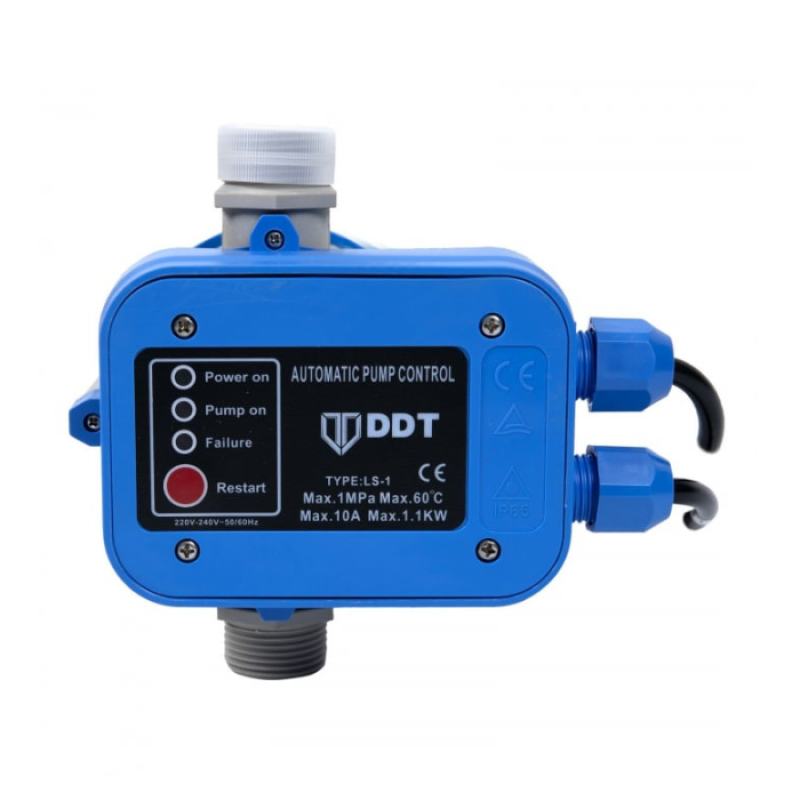 Pachet Pompa de suprafata DDT QB60, 370 W, aspiratie 7 m, refulare 30 m, BOBINAJ CUPRU + Presostat electronic automat DDT LS1, 1.1kW, 10 bar