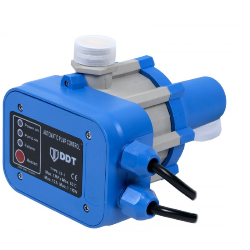 Pachet Pompa de suprafata DDT QB60, 370 W, aspiratie 7 m, refulare 30 m, BOBINAJ CUPRU + Presostat electronic automat DDT LS1, 1.1kW, 10 bar