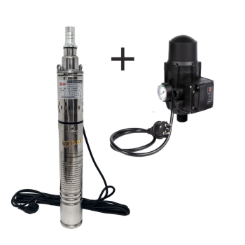 Pachet Pompa submersibila, DDT, 3QGD 0.75 kW, Inox, 75 mm diametru + Presostat electronic automat, DDT, LS-4