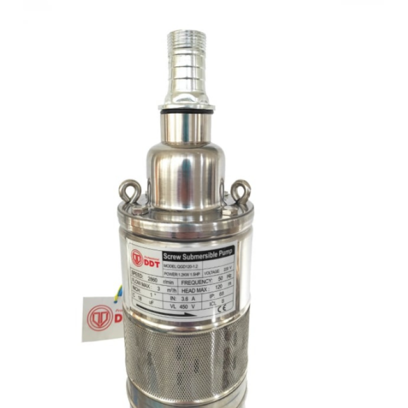 Pachet Pompa submersibila, DDT, QGD120, Inox complet, suruburi inox, sita protectie, 20 m cablu, 120 m, 3 m³/h + Prescontrol LS6 + supapa de sens si niplu