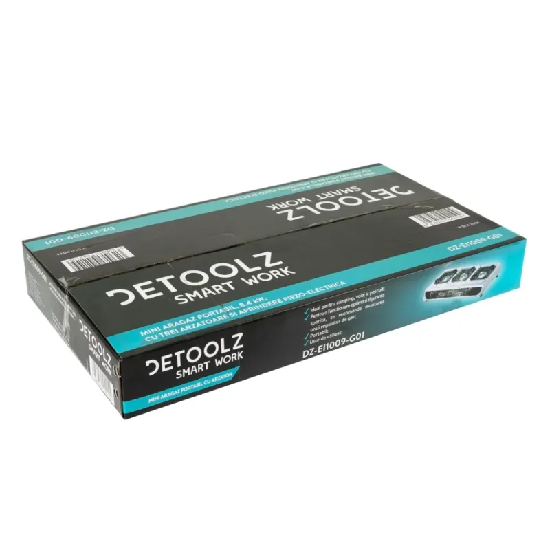 Mini aragaz portabil, Detoolz, 8.4kW, 3 ochiuri, Piezo