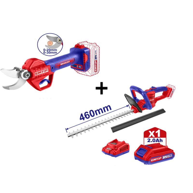 Pachet  Foarfeca electrica pentru vie + Trimmer gard viu + 1 acumulator cu incarcator