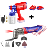Pachet  Instrument multifunctional, 6 viteze, 8 accesorii + Pistol de vopsit cu 800ml + 2 Acumulatori cu incarcator