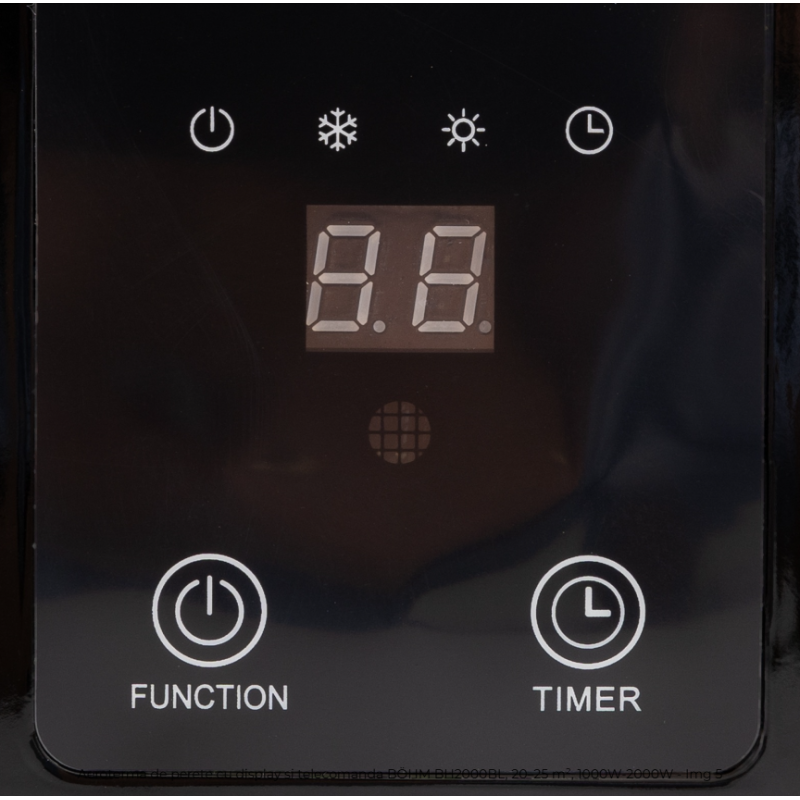 Aeroterma de perete cu display si telecomanda BOHM BH2000BL, 20–25 m², 1000W-2000W