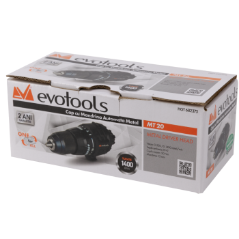 Cap cu Mandrina Automata Metal MT20 pentru Masina de Insurubat Multifunctionala Brushless fara Acumulator si Incarcator MAX 20V ONE EPTO,Evotools 
