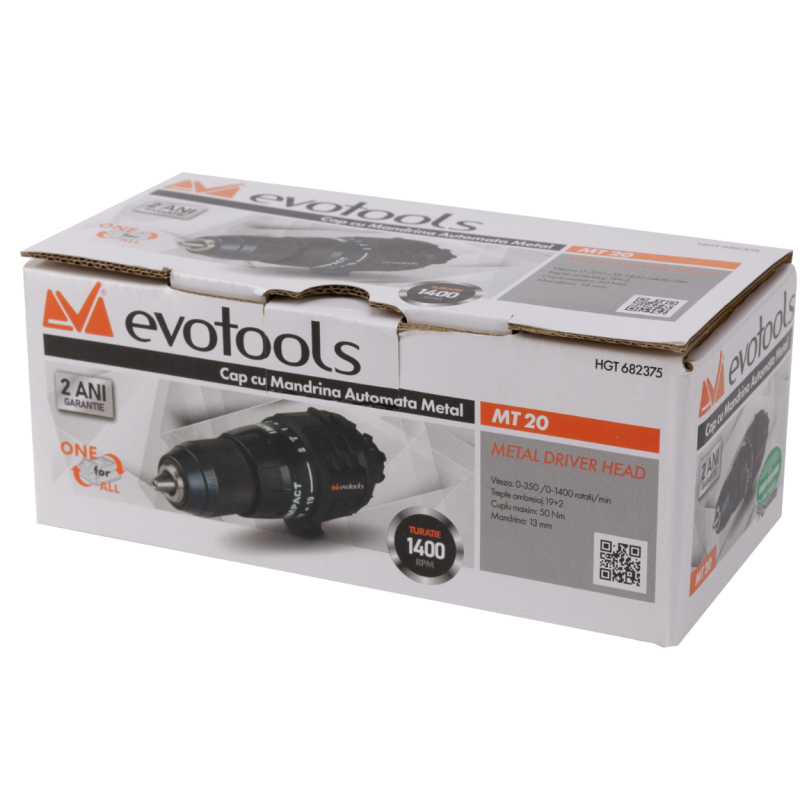 Cap cu Mandrina Automata Metal MT20 pentru Masina de Insurubat Multifunctionala Brushless fara Acumulator si Incarcator MAX 20V ONE EPTO,Evotools