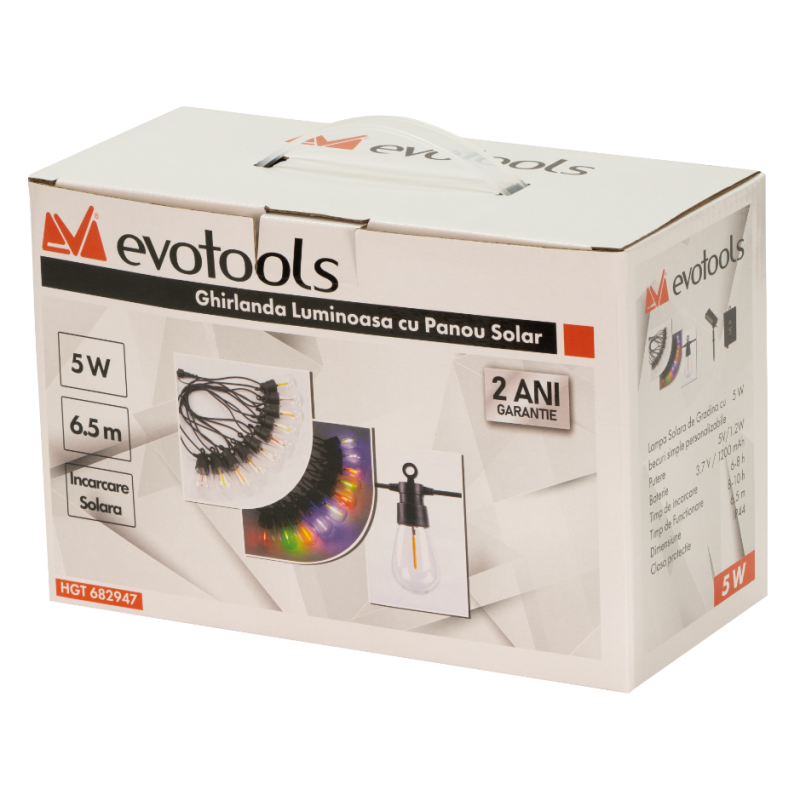 Ghirlanda Luminoasa cu Panou Solar Evotools  6.5 M si 10 Becuri
