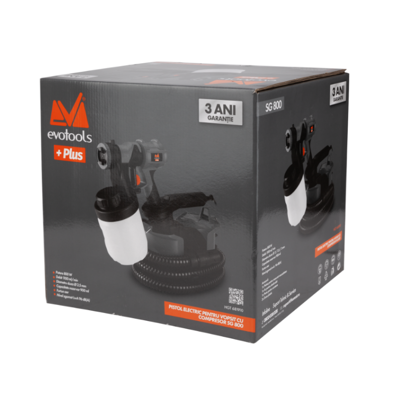 Pistol Electric Evotools  pentru Vopsit cu Compresor SG 800 EPTO PLUS
