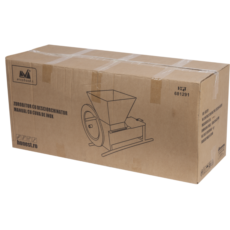 Zdrobitor cu Desciorchinator Manual cu Cuva de Inox Evotools