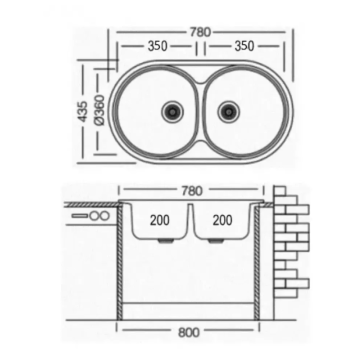 Chiuveta Bucatarie Cobra, 78*43 cm, Cuart, 780/435/20CB