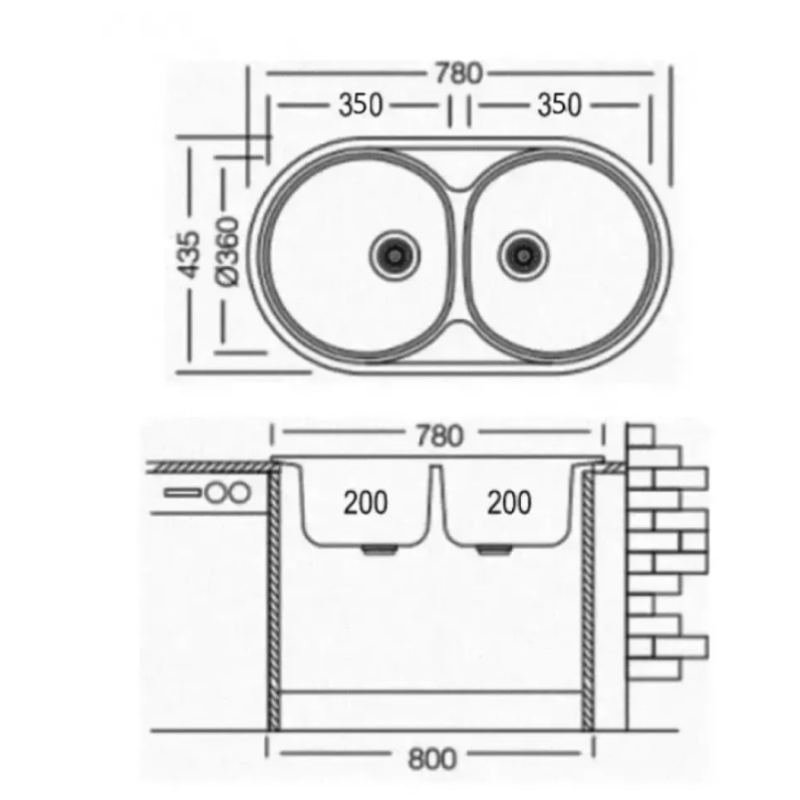 Chiuveta Bucatarie Cobra, 78*43 cm, Cuart, 780/435/20CB