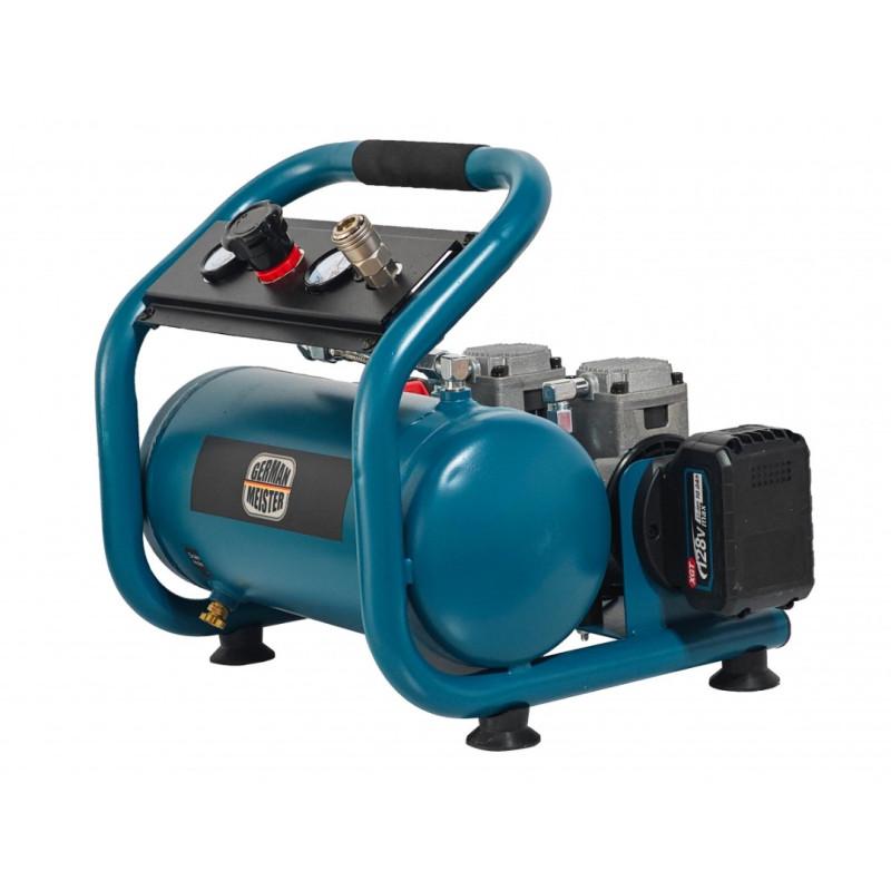 Compresor cu 2 pistoane, cu acumulator, German Meister, Rezervor 10 Lt, Presiune max 8 bar
