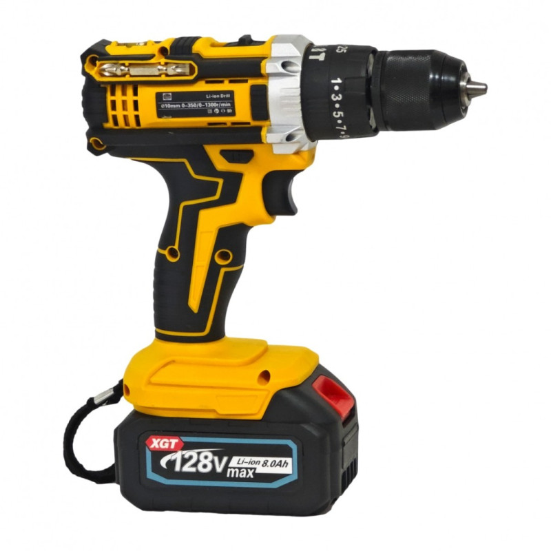 Trusa 4 piese cu acumulator, German Meister, 2 acumulatori + incarcator, 128V , 8 Ah , Model nou, Galben
