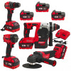 Trusa Completa 4 piese cu acumulator, Brushless, German Meister , 3 acumulatori, Incarcator & Accesorii, Model nou