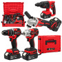 Trusă Profesionala German Meister 36V MAX, 4 Scule cu Acumulator, Rotopercutor SDS-Plus Ø26 mm, Autofiletanta, Cheie de Impact, Polizor Unghiular