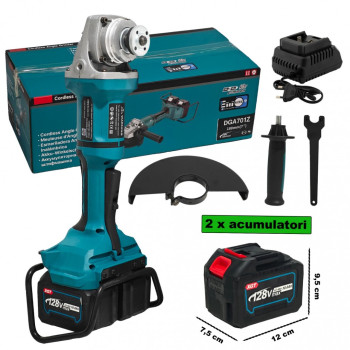Polizor Unghiular cu Acumulator German Meister, Disc 230 mm, 2 Acumulatori 128V 10Ah – Model Nou