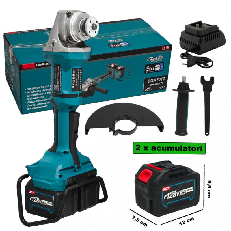 Polizor Unghiular cu Acumulator German Meister, Disc 230 mm, 2 Acumulatori 128V 10Ah – Model Nou