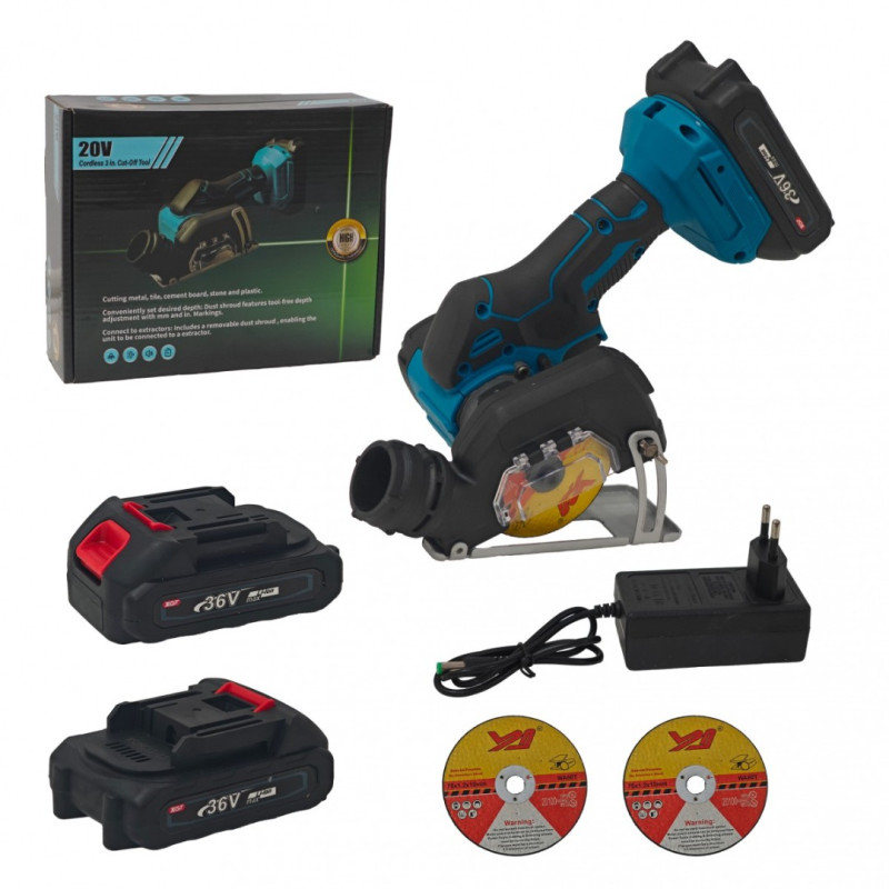 Mini Polizor Circular Multifuncțional 3 în 1 German Meister XGT 36V, Acumulator 3Ah, Disc 76 mm, Reglaj Adancime, Racord Aspirare, pentru Metal, Gresie, Piatra și Plastic