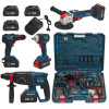 Trusa Completa 4 piese cu acumulator, Brushless, German Meister ,3 acumulatori, Incarcator & Accesorii, Model nou