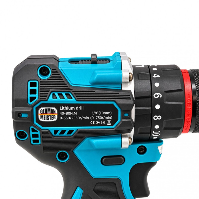 Set 2 Scule cu Acumulator German Meister 36V MAX – Masina de Gaurit si insurubat Brushless 80 Nm + Cheie de Impact 380 Nm, 2 Acumulatori 6Ah, Incarcator, Accesorii si Valiza