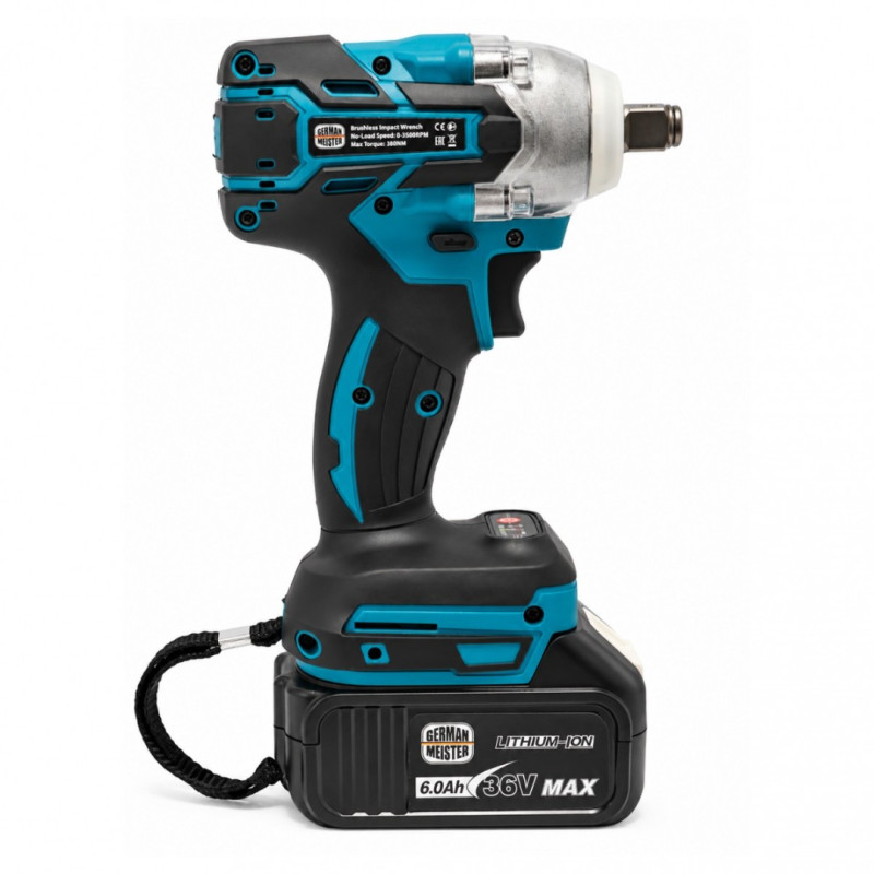 Set 2 Scule cu Acumulator German Meister 36V MAX – Masina de Gaurit si insurubat Brushless 80 Nm + Cheie de Impact 380 Nm, 2 Acumulatori 6Ah, Incarcator, Accesorii si Valiza
