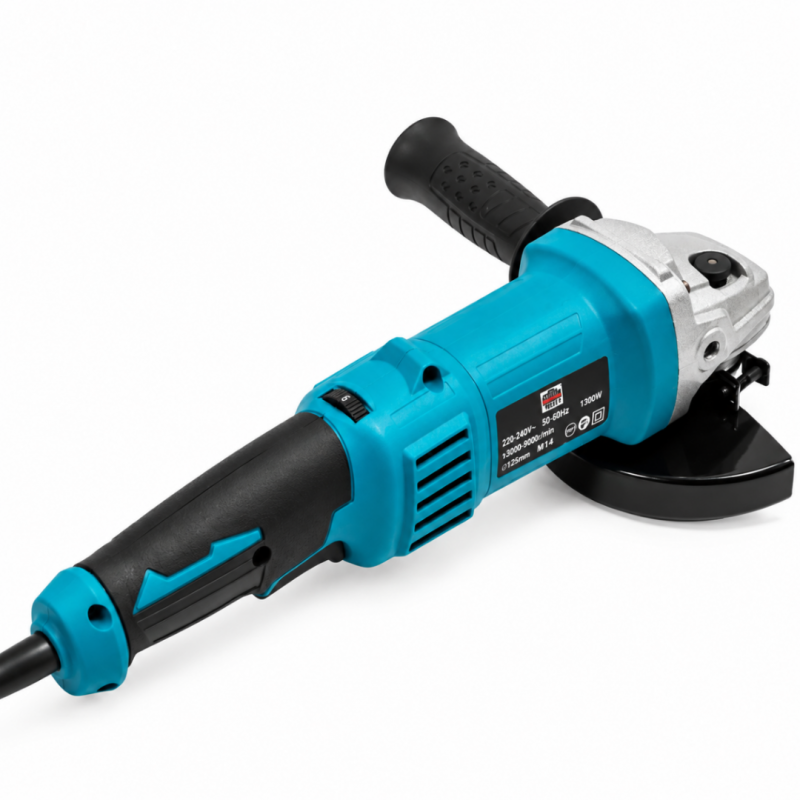 Polizor Unghiular German Meister 1300W, Ø125 mm, Turație Reglabilă 3000–9000 RPM, M14, Mâner Auxiliar, 10 Discuri