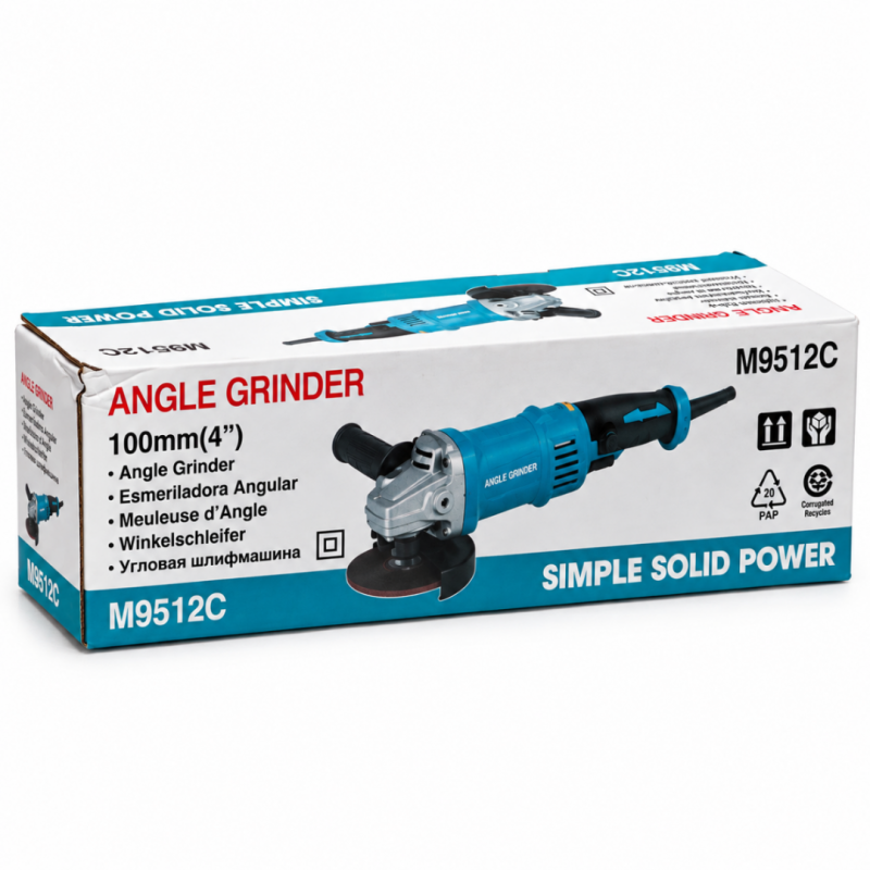 Polizor Unghiular German Meister 1300W, Ø125 mm, Turație Reglabilă 3000–9000 RPM, M14, Mâner Auxiliar, 10 Discuri