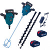 Motoburghiu si Mixer Electric 2 in 1 German Meister 21V, 500W, 2200 RPM, Acumulator XGT 88V 10Ah, Burghiu pentru Pamant si Paleta de Amestecare Incluse