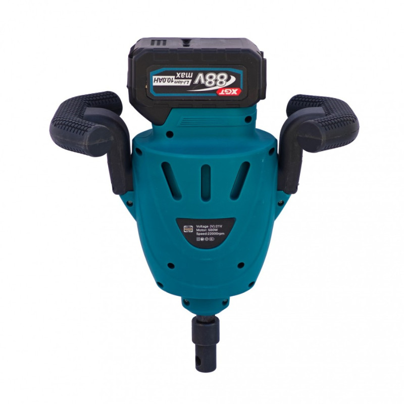 Motoburghiu si Mixer Electric 2 in 1 German Meister 21V, 500W, 2200 RPM, Acumulator XGT 88V 10Ah, Burghiu pentru Pamant si Paleta de Amestecare Incluse