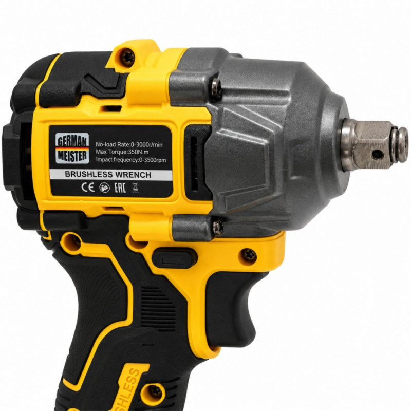 Set 2 scule cu acumulator German Meister 36V, Cheie de impact 350 Nm + Masina de gaurit si insurubat Brushless 13 mm, 2 acumulatori 8Ah, incarcator, valiza