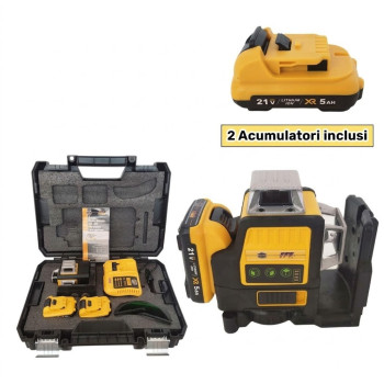 Nivela laser German Meister 3D-12 linii , 4D-16 linii , 2 acumulatori 21 V , 5 Ah , Model Nou , Lumina Verde