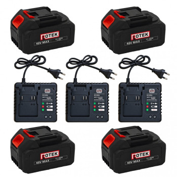 Pachet 4 Acumulatori Rotek Li-Ion 48V MAX 8.0Ah + 3 Încărcătoare Rapide German Meister DC24RA