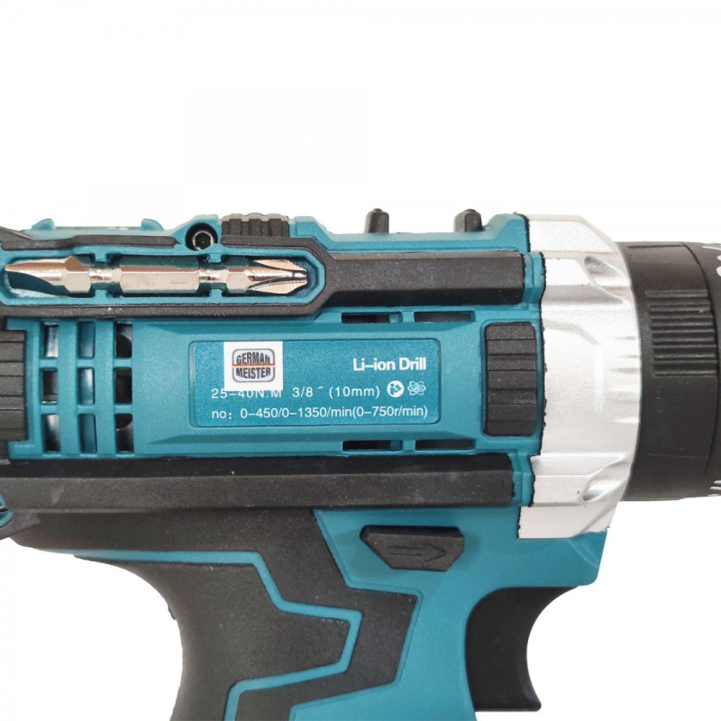Trusa 3 piese cu acumulator, German Meister , Masina de insurubat cu impact, Autofiletanta & Polizor unghiular, Model nou