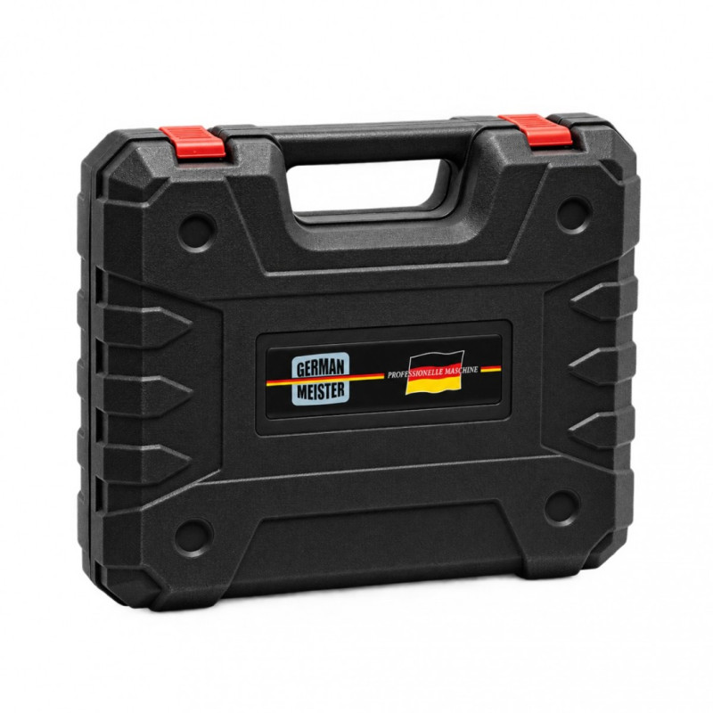 Masina de gaurit si insurubat cu acumulator German Meister DCD771, 36V, mandrina 10 mm, 2 viteze 0–450 / 0–1500 rpm, 2 acumulatori, încarcator, set accesorii si valiza