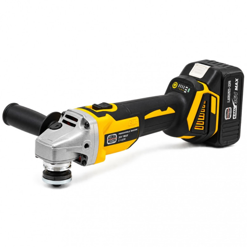 Trusa Scule cu Acumulator German Meister 36V MAX 6Ah – Autofiletantă, Cheie Impact 380Nm, Rotopercutor SDS-Plus 26mm și Polizor Unghiular 125mm