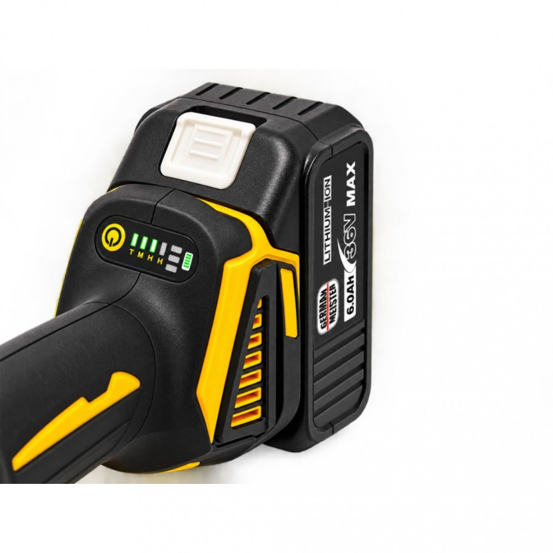 Trusa Scule cu Acumulator German Meister 36V MAX 6Ah – Autofiletantă, Cheie Impact 380Nm, Rotopercutor SDS-Plus 26mm și Polizor Unghiular 125mm