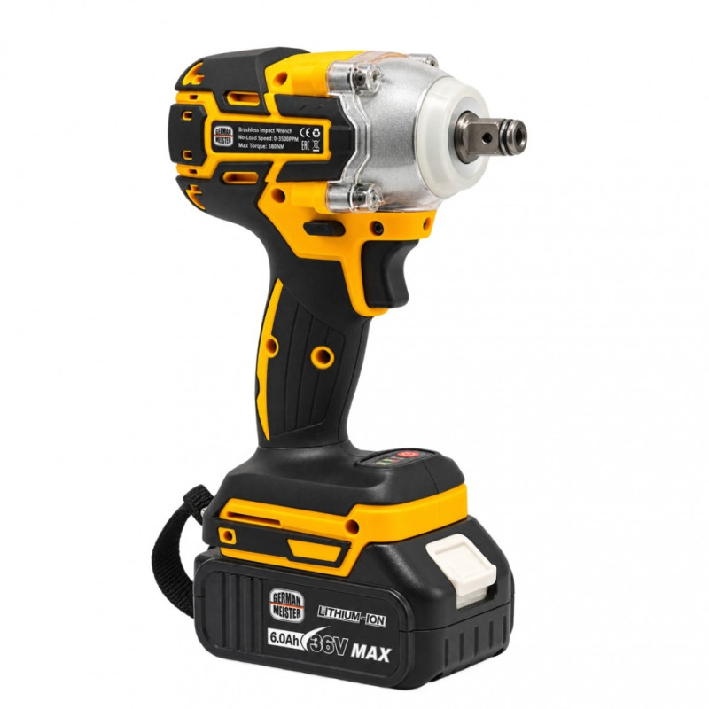 Trusa Scule cu Acumulator German Meister 36V MAX 6Ah – Autofiletantă, Cheie Impact 380Nm, Rotopercutor SDS-Plus 26mm și Polizor Unghiular 125mm