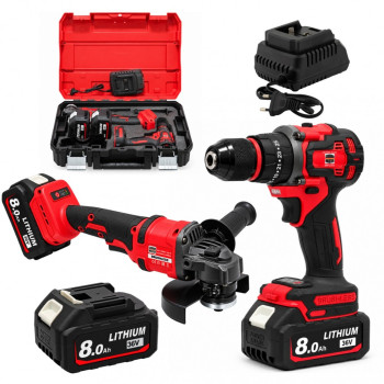 Set Scule cu Acumulator German Meister 36V, Brushless – Bormasina+ Polizor Unghiular 125 mm, 2 Acumulatori 8Ah, Incarcator