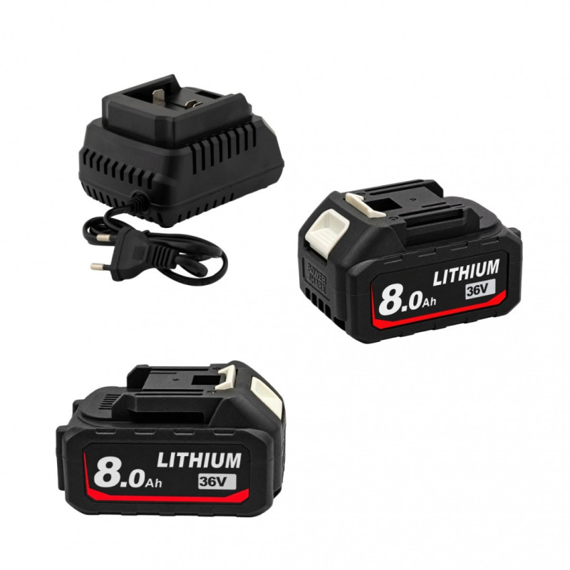 Set Scule cu Acumulator German Meister 36V, Brushless – Bormasina+ Polizor Unghiular 125 mm, 2 Acumulatori 8Ah, Incarcator