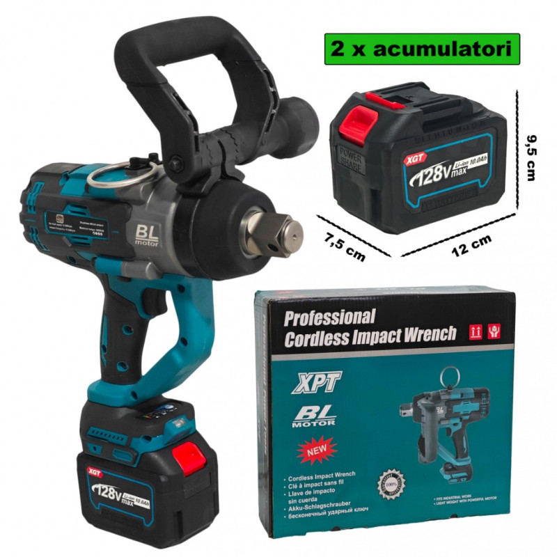 Masina de insurubat cu impact, German Meister, Profesional , Patrat 1" , 128V , 10 Ah