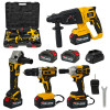 Trusa 4 piese cu acumulator, German Meister, 2 acumulatori + incarcator, 128V , 8 Ah , Model nou