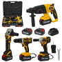 Trusa 4 piese cu acumulator, German Meister, 2 acumulatori + incarcator, 128V , 8 Ah , Model nou