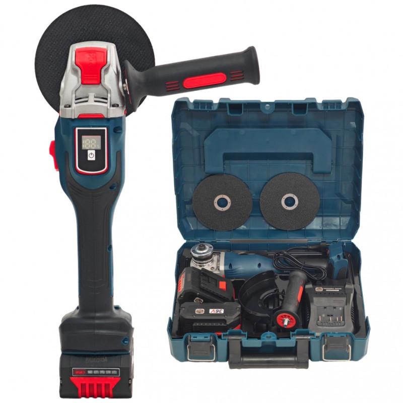 Polizor Unghiular Brushless German Meister 36V, 5Ah, 2 Acumulatori, Indicator Procentaj Baterie – Model Nou